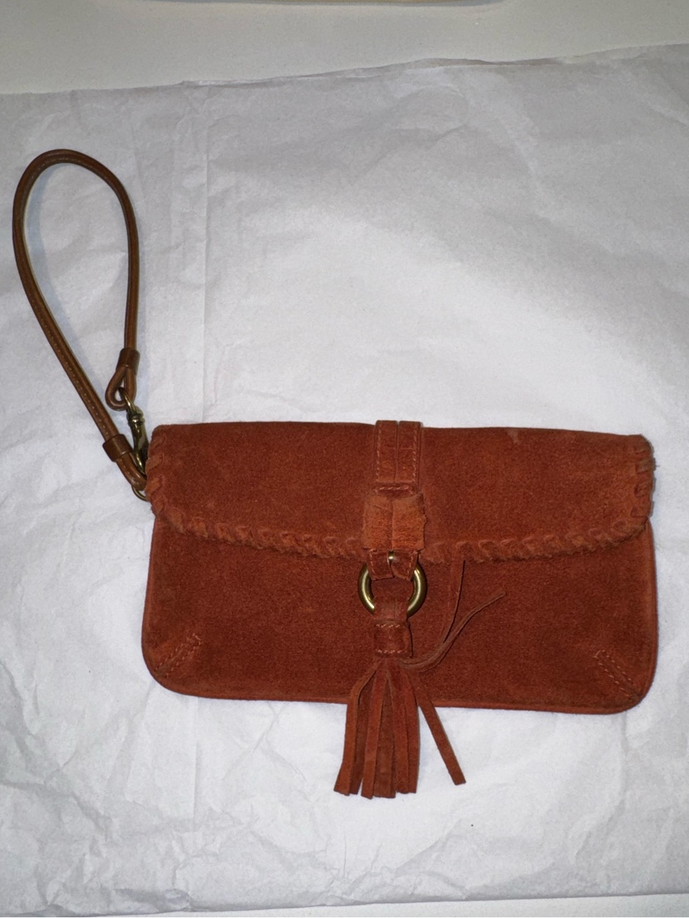 Vintage Coach Y2K Suede Rust/Orange Wristlet